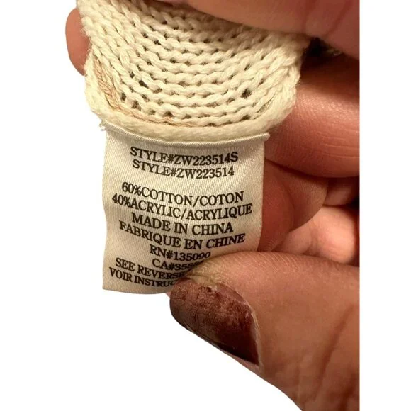 🍒 2/$20 🍒 Tan and Ivory Color Block Sweater with Balloon Sleeves sz Small - Picture 4 of 6